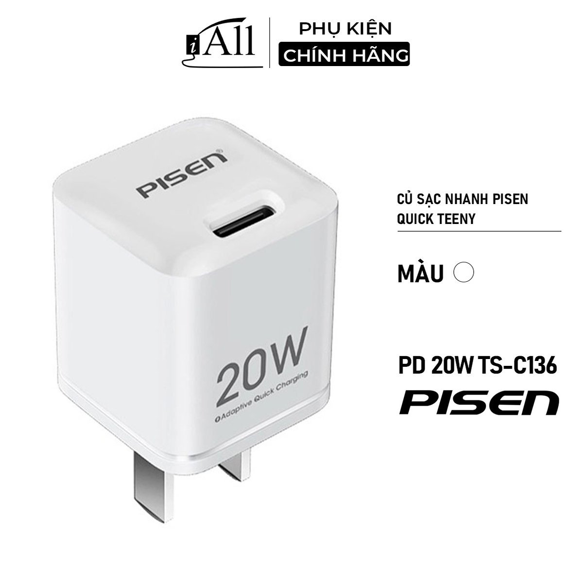 Củ sạc nhanh siêu nhỏ Pisen TC136 Teeny PD 20W
