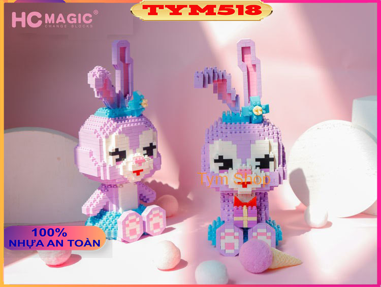 xếp hình Le go thỏ tím Stella Lou nhân vật hoạt hình 3D đồ chơi hình động vật dễ thương cho bé