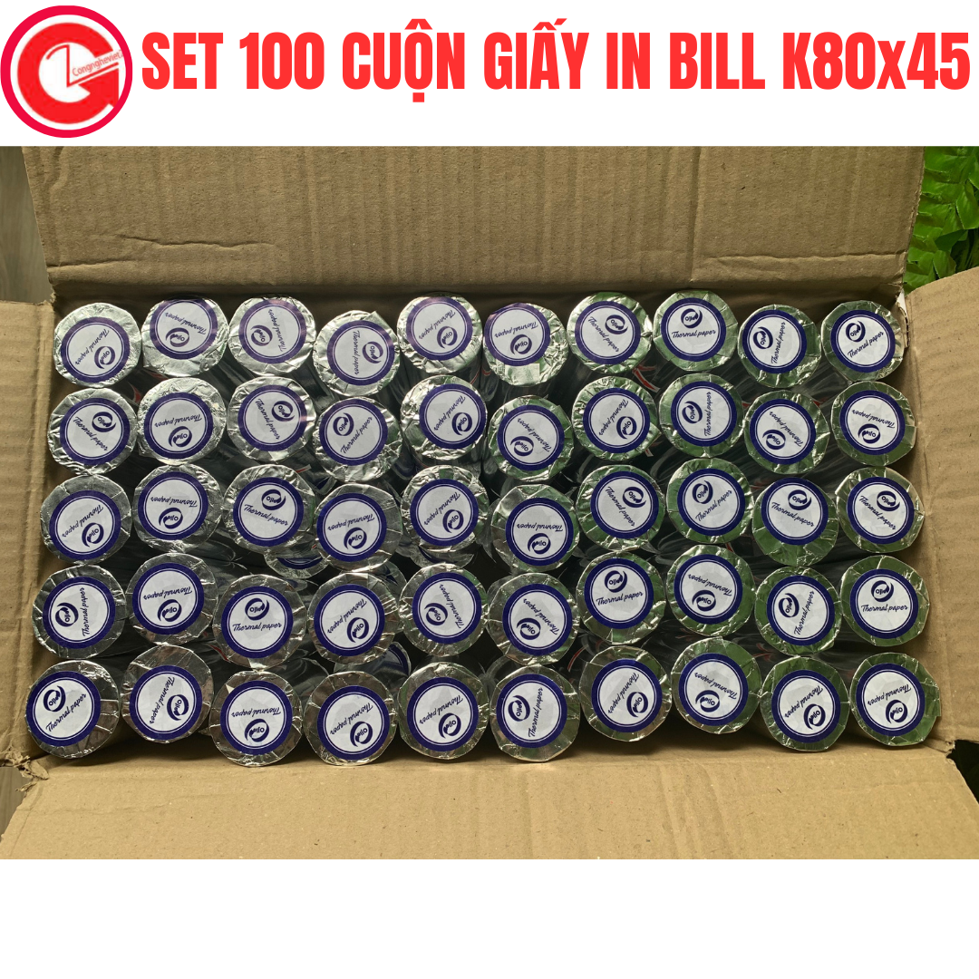 Giấy in nhiệt,in bill,in hóa đơn,in phiếu thanh toán k80,in đơn hàng phi 45 k80x45