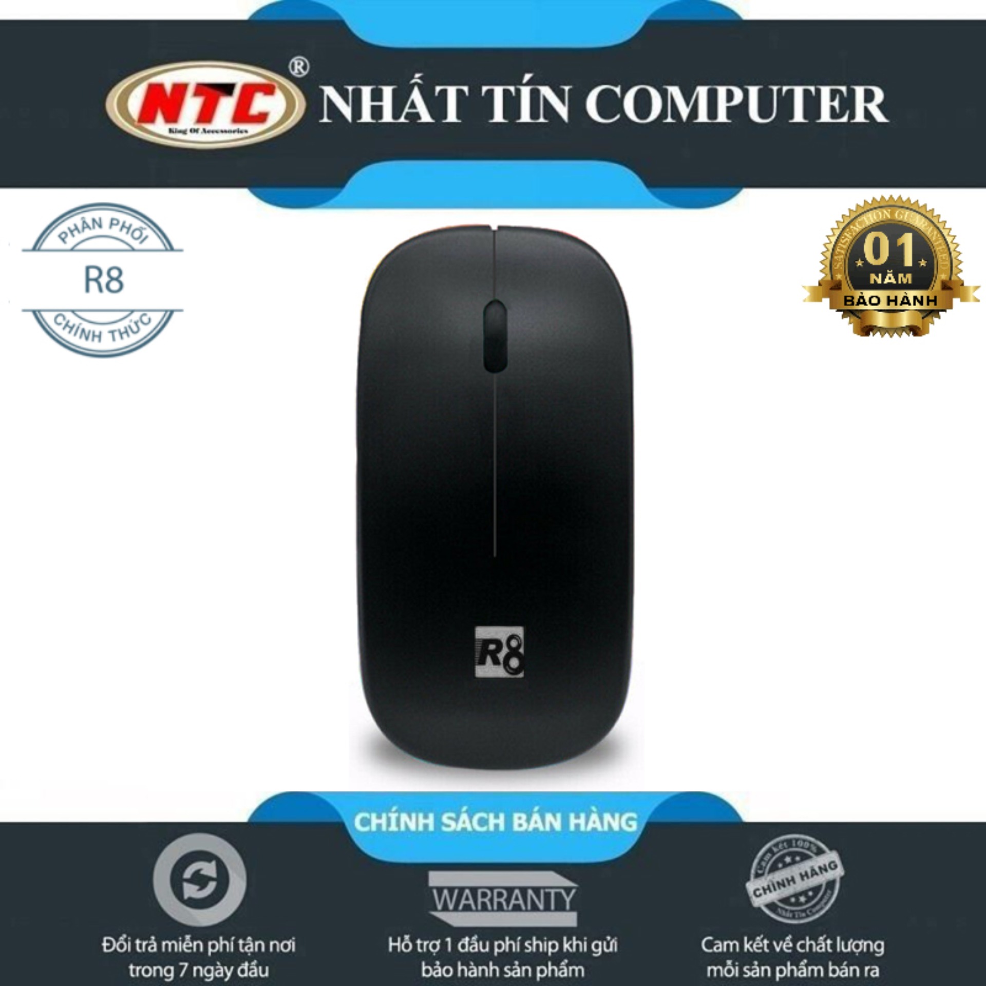 Chuột văn phòng không dây wireless đầu usb R8 1701 (Đen) - Hãng phân phối chính thức - Nhất Tín Computer