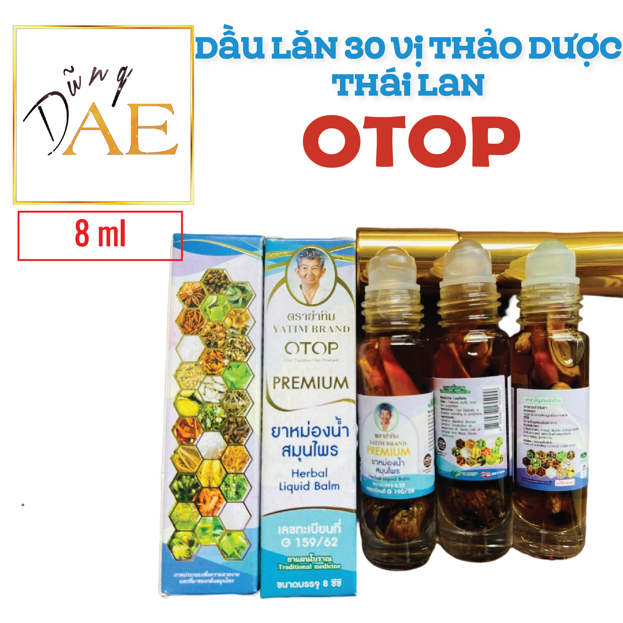 Dầu nóng thảo dược otop thailand - dầu lăn 30 vị thảo dược herbal liquid balm puya brand thái lan 8ml