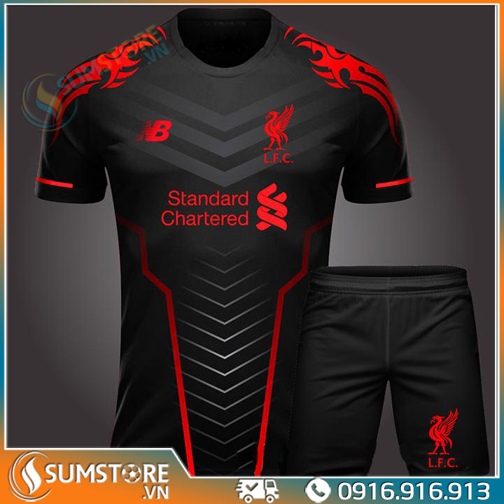 Áo Bóng Đá CLB Liverpool Đen NB Cực Độc - Áo Đá Banh Thun Thái Cao Cấp 2020