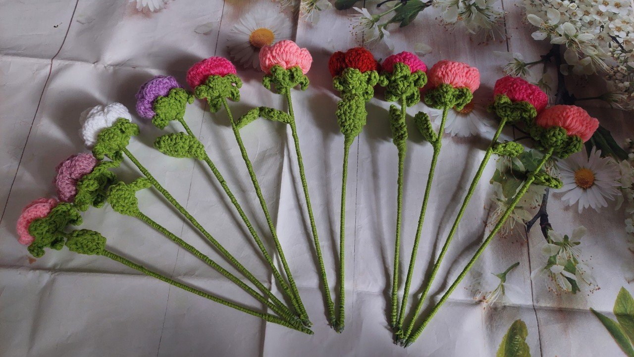 Hoa hồng len mini handmade