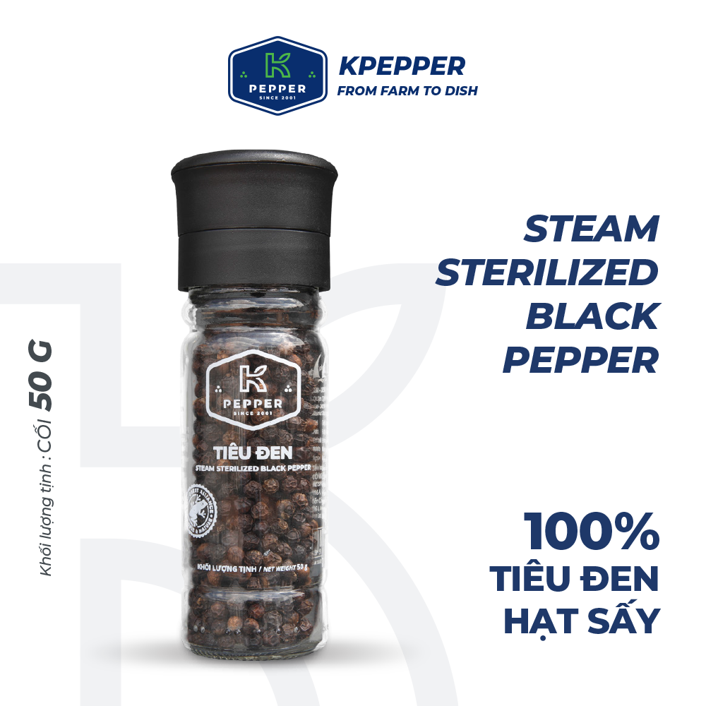 Tiêu đen sạch nguyên chất K Pepper 50g kèm cối xay tiêu tiện lợi KPHUCSINH
