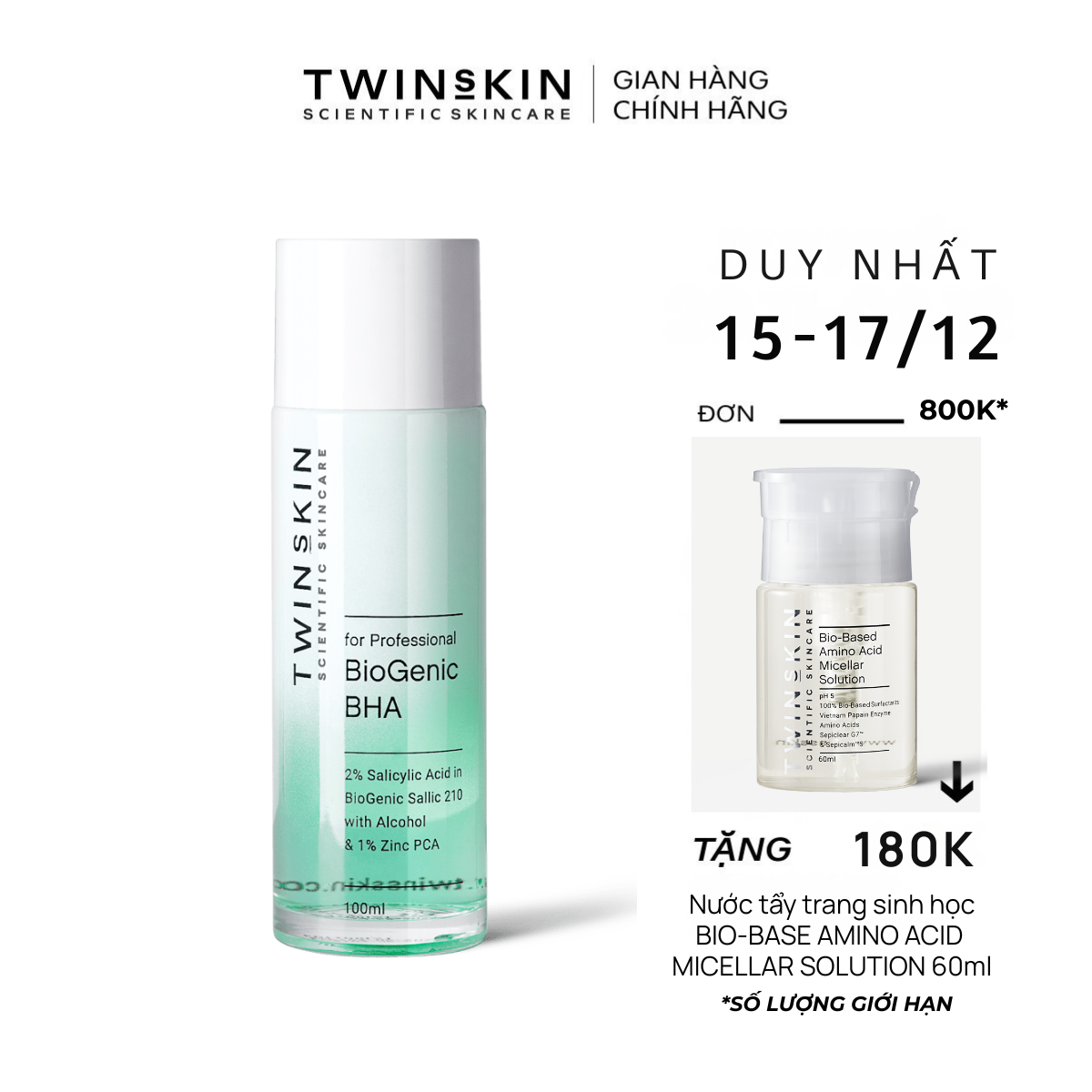   Hoàn tiền 20%   HCM Biogenic BHA For Professional – Toner Thanh Tẩy Tế Bào Chết Giảm Mụn Thông Thoáng Lỗ Chân Lông Fullsize 