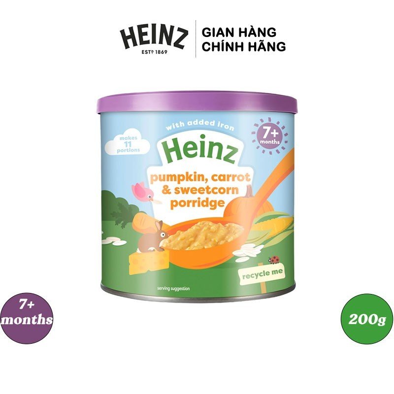 Bột ngũ cốc, cà rốt, phomai và bắp ngọt nghiền heinz 200g