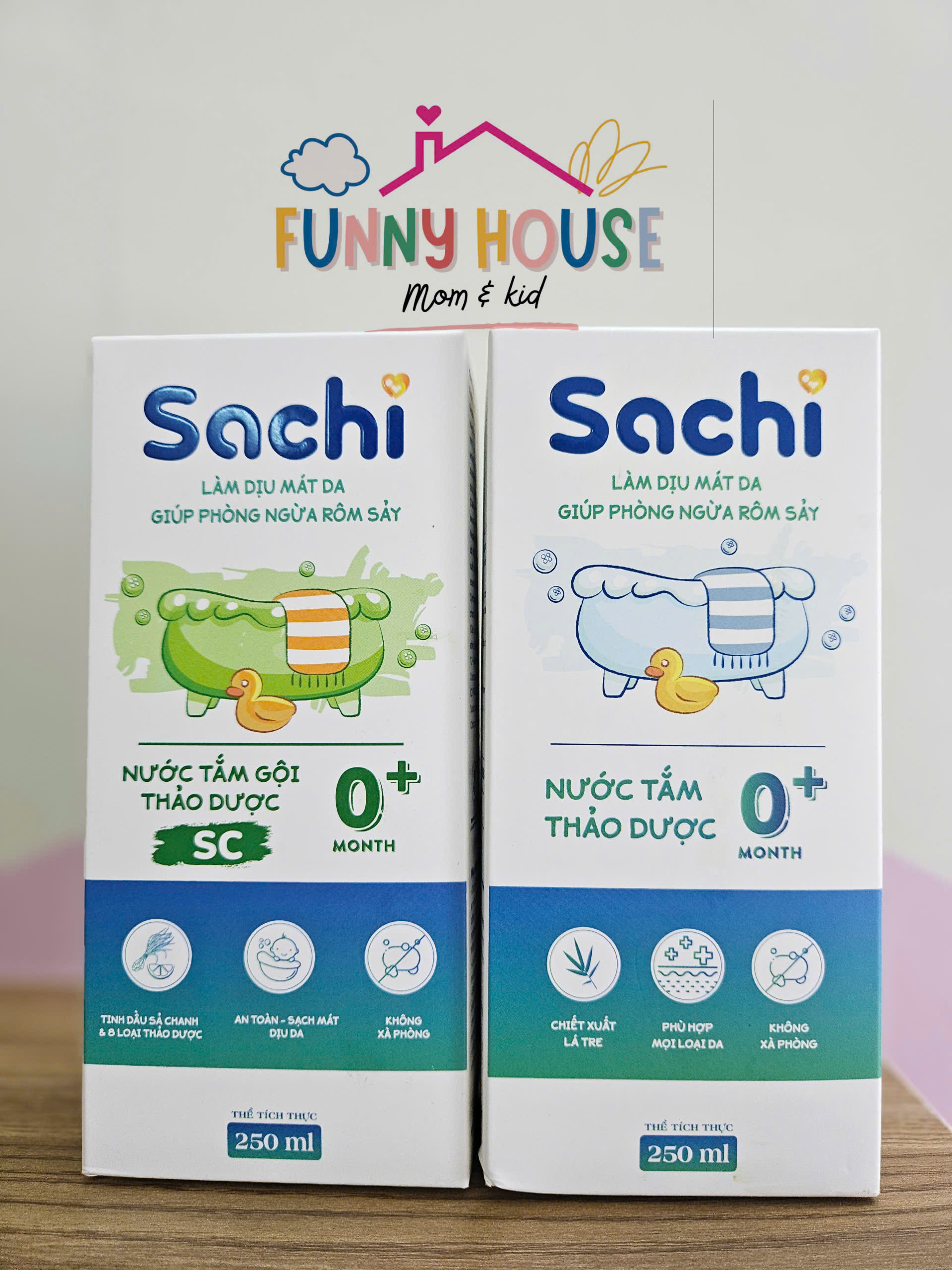 Nước Tắm Gội Thảo Dược SACHI /Chai 250ml - Phòng Ho Cảm, Rôm Sẩy, Ngừa Muỗi cho Bé