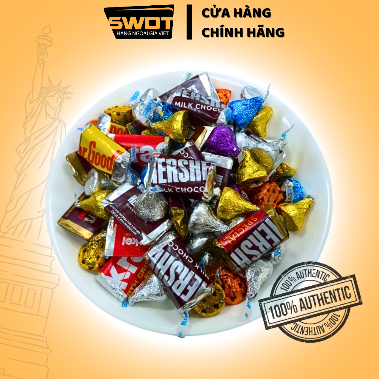 Socola Hershey's Kisses Mỹ mix nhiều vị thơm ngon, Chocolate kem sữa vị đắng vừa, không ngọt gắt, chính hãng Hershey Mỹ