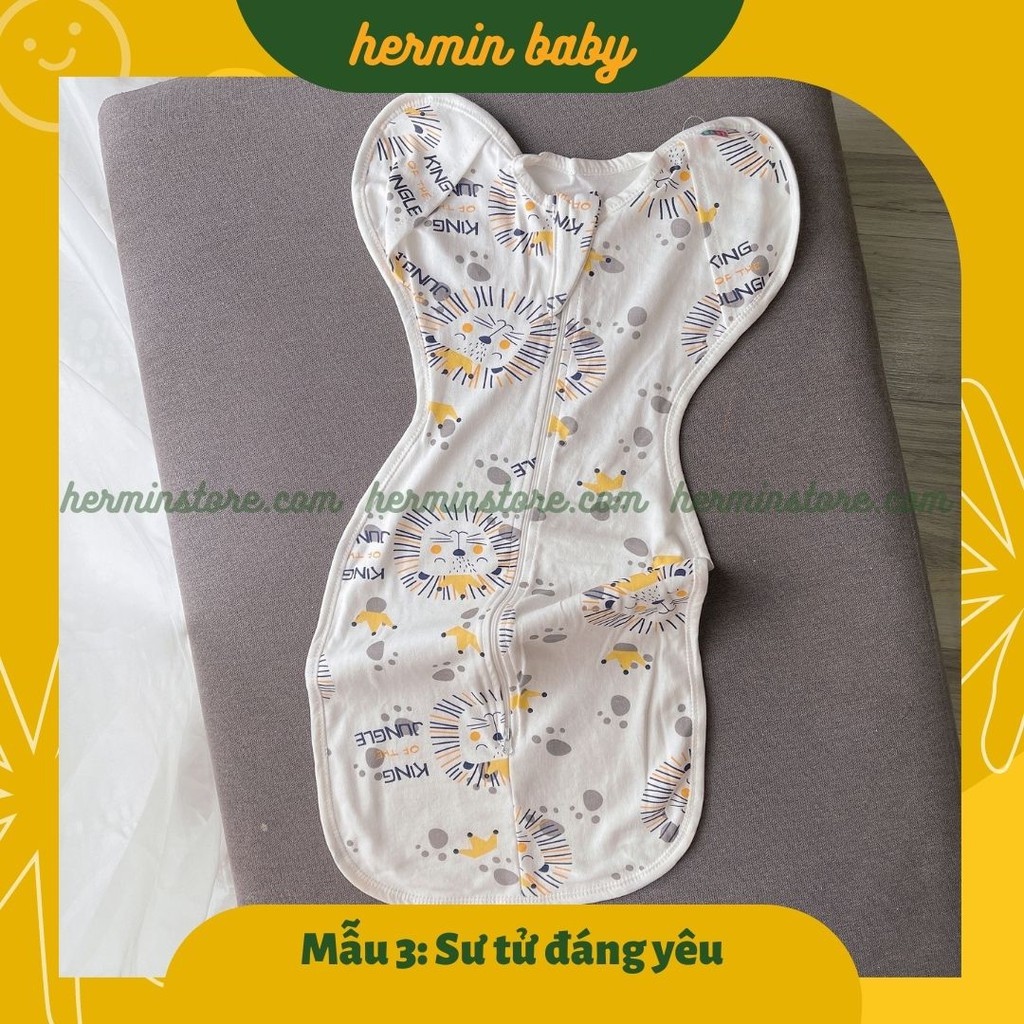 Túi ngủ trẻ em - nhộng chũn cho bé chất cotton sợi tre tay mở tùy thích