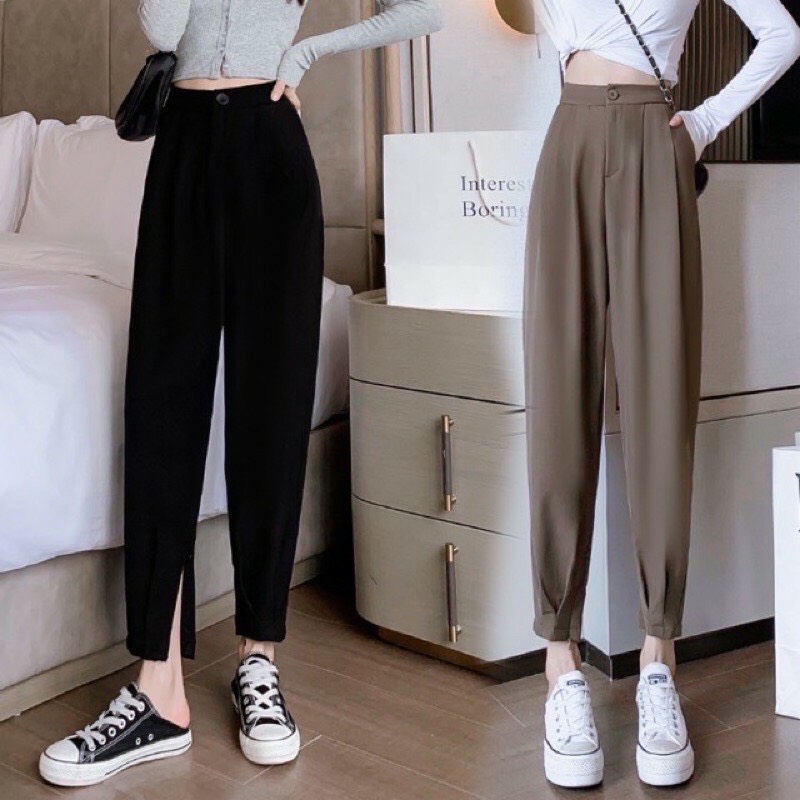 Quần baggy bo gấu,quần baggy cạp chun phía sau rất linh hoạt cho các bạn trẻ nặng động,có bo gấu kéo khóa dưới ống quần, chất vitek chuyên may đồ tây cao cấp