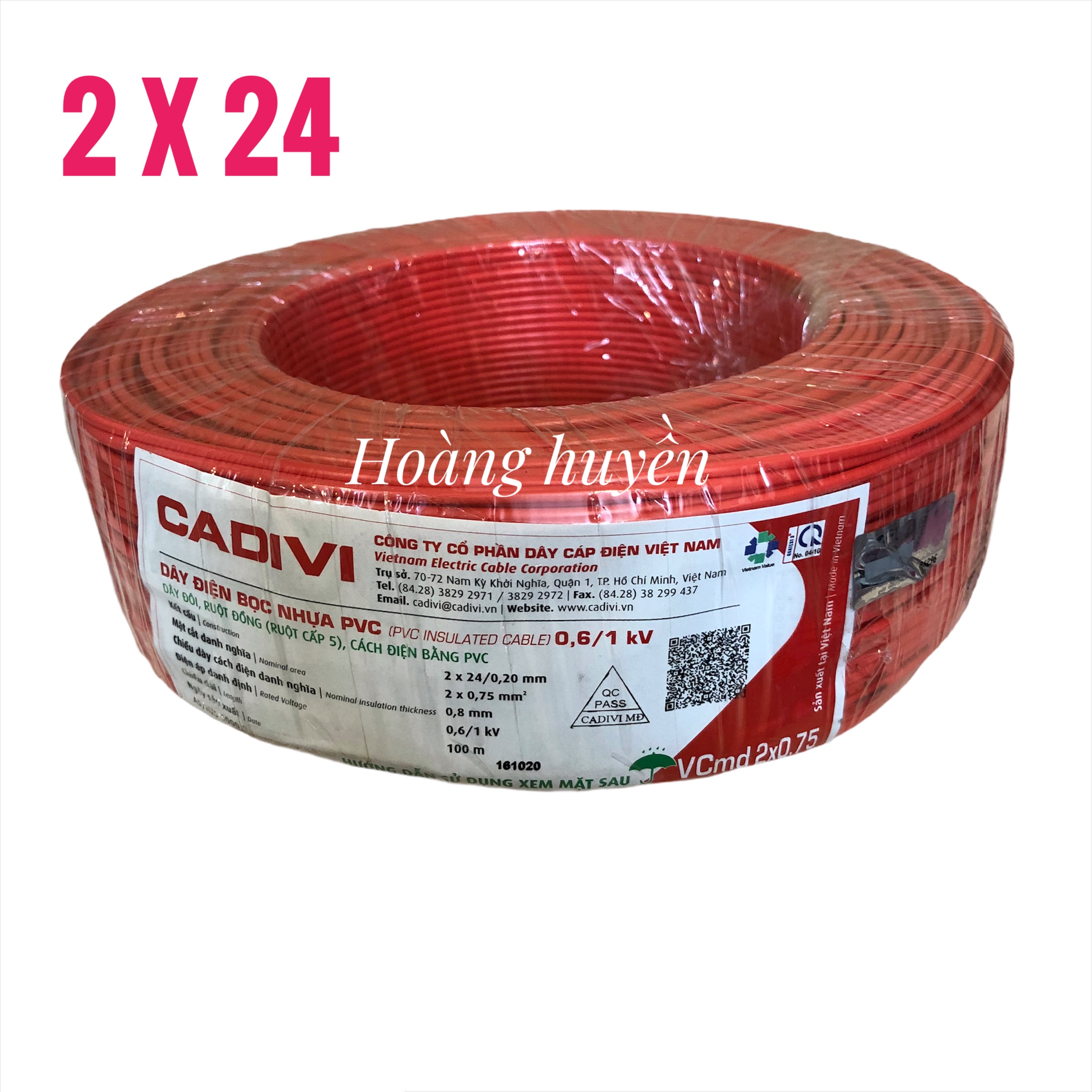 [HCM]Dây điện đôi 2x24 cadivi 100m