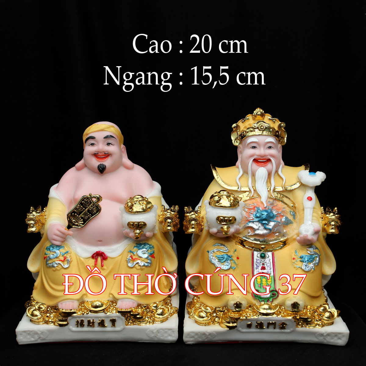 Tượng thần tài thổ địa gấm chất liệu bột đá + composite