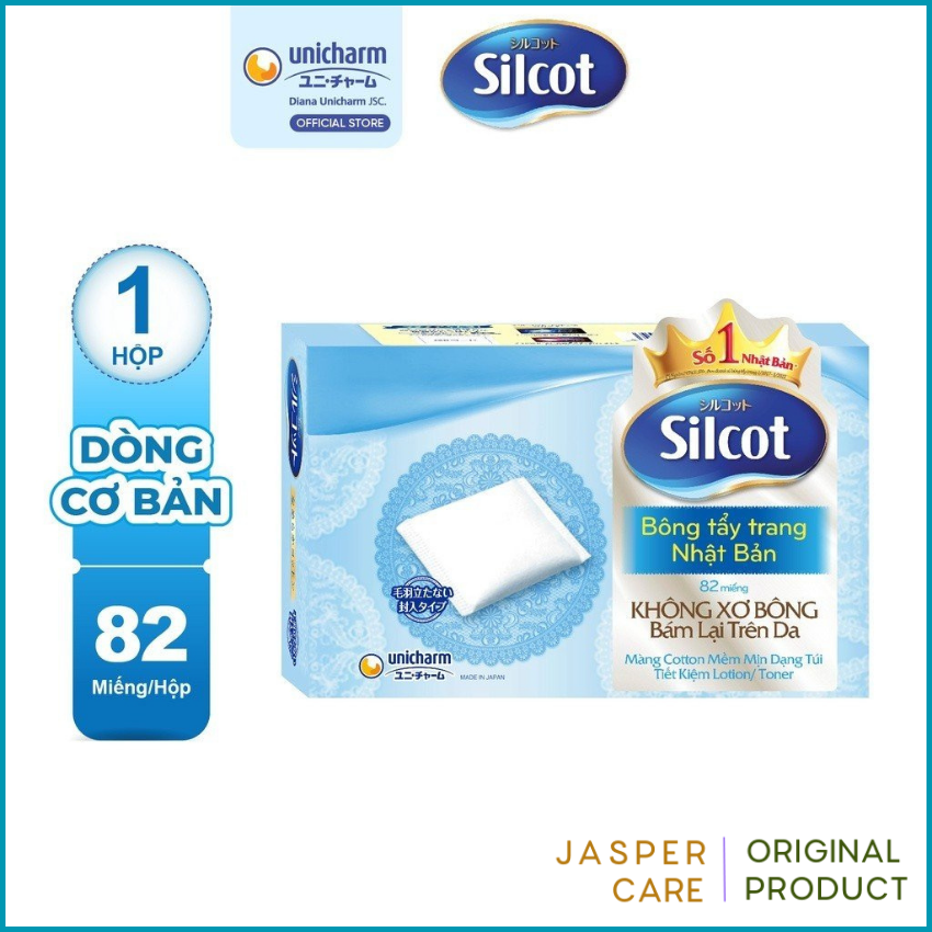 Bông trang điểm Silcot Nhật Bản - Bông Tẩy trang Silcot Mềm Mịn, Tiết Kiệm Lotion Toner, Không Xơ Xướt - Hộp 82 miếng x 2 HỘP