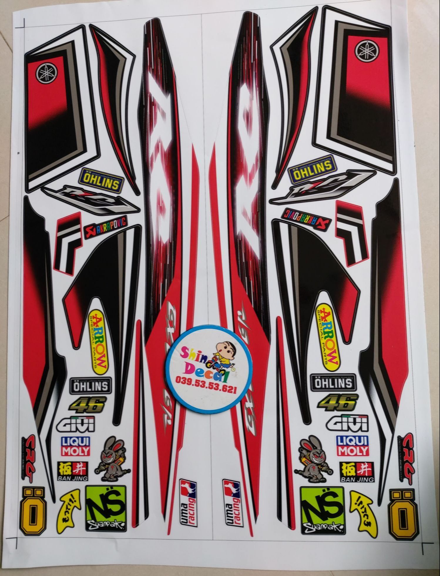 Tem xe exciter 2010 RC đỏ đen tặng logo