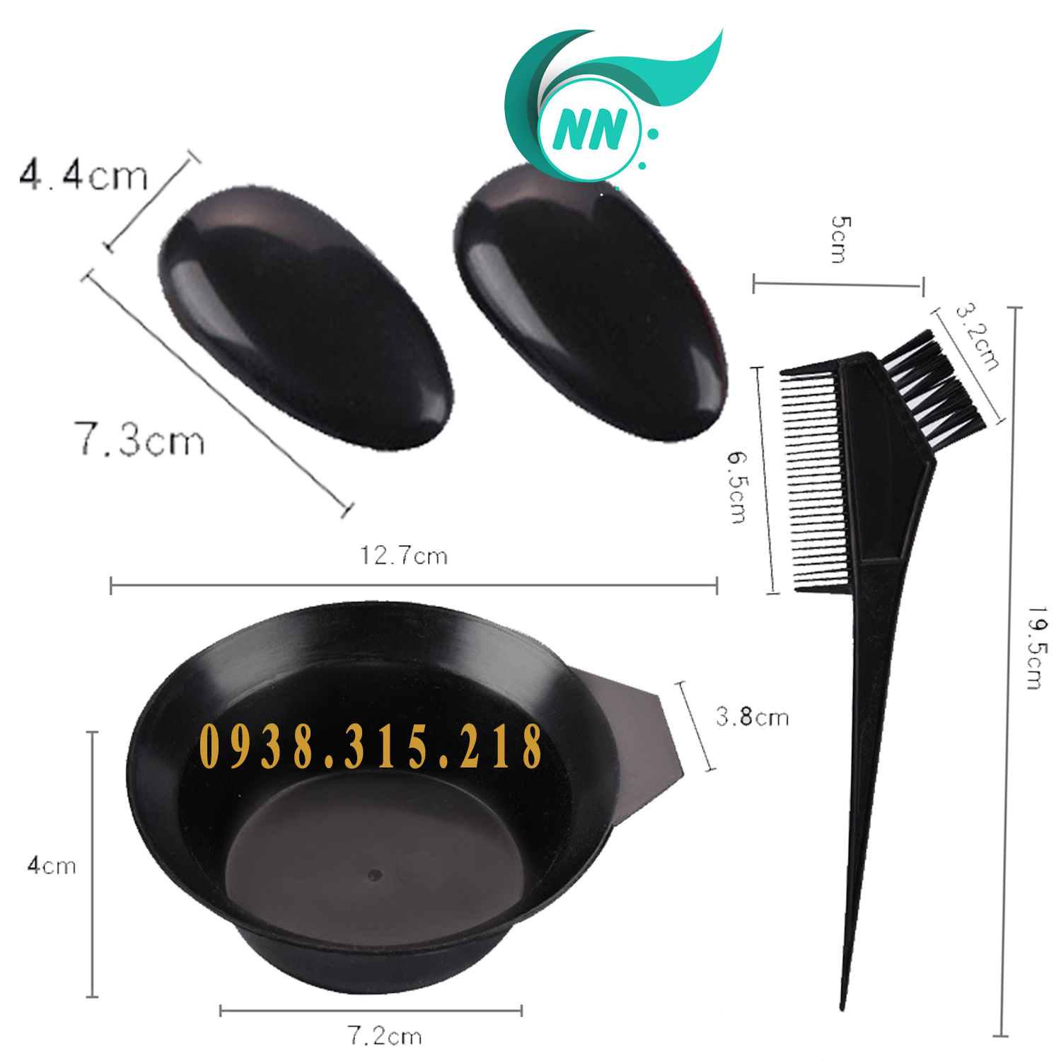 ComBo 4 món Bát Nhuộm Tóc nhựa dẻo Lược Cọ và 2 đồ che tai