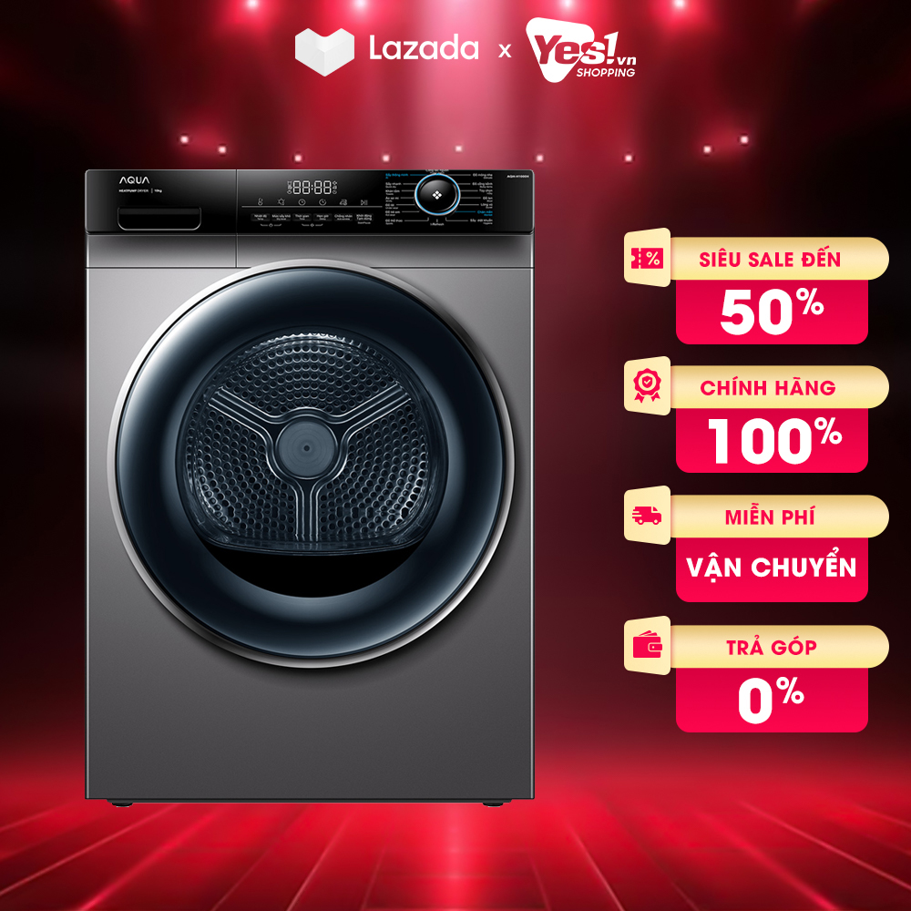 Máy sấy bơm nhiệt aqua 10 kg aqh-h1000h.ps - bảo hành chính hãng - voucher 10% lên đến 800k