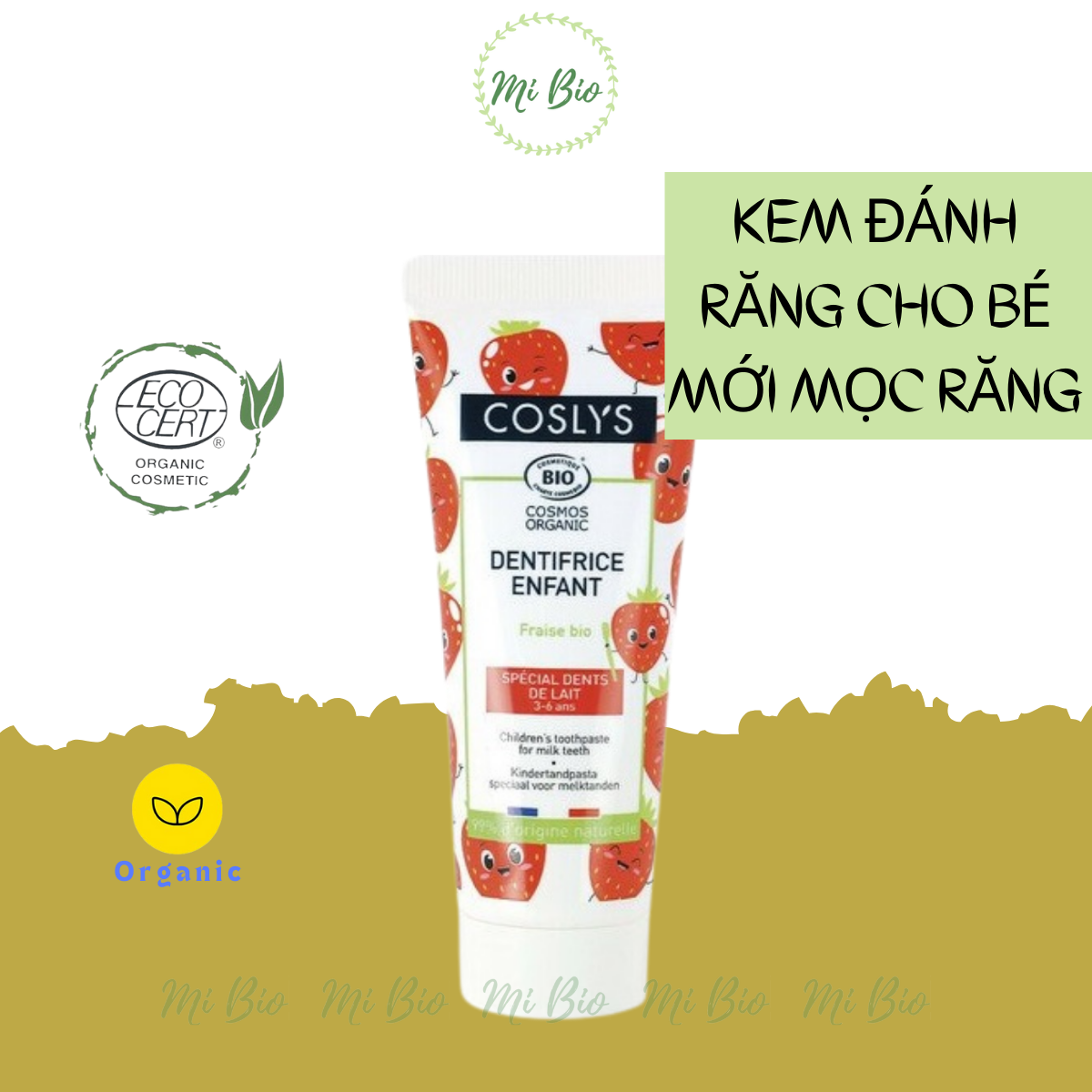 Kem đánh răng hữu cơ cho trẻ mới mọc răng sữa vị dâu tây 50ml -
