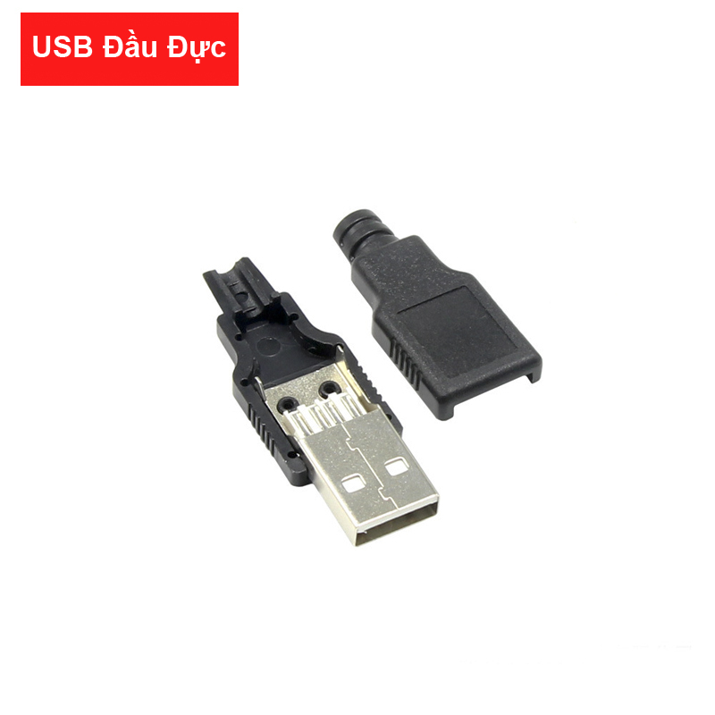 Bộ 5 đầu usb 2.0 4pin kèm nắp nhựa - usb diy đực cái tự chọn
