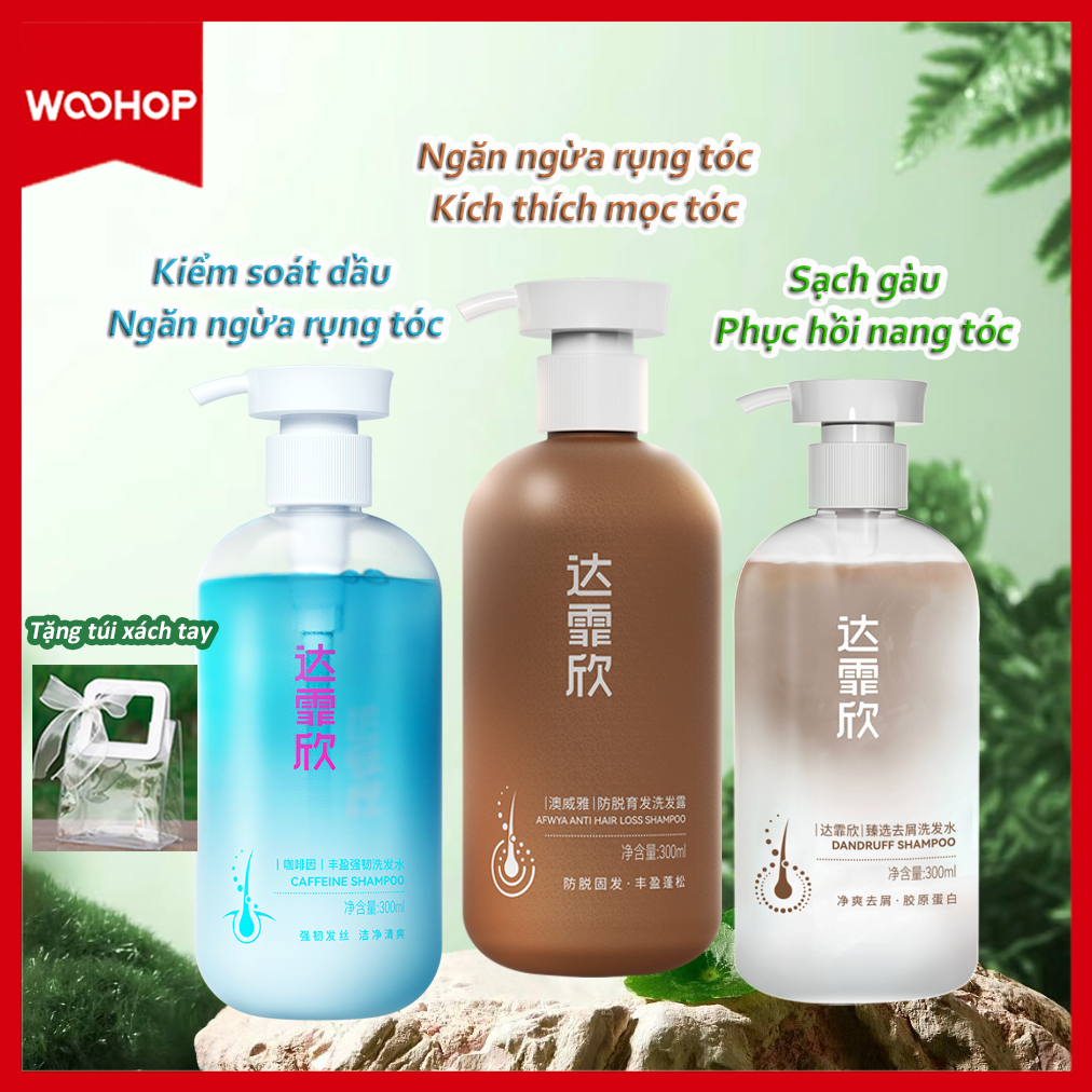 Dầu gội mọc tóc dược liệu Dafexin thảo dược kích thích mọc tóc dưỡng tóc 300ml, giảm rụng tóc chứa tinh chất tự nhiên chăm sóc da đầu Tặng túi xách tay