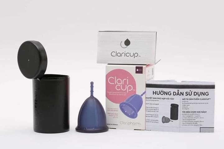 Cốc nguyệt san ClariCup kháng khuẩn nhập khẩu Pháp size 1 dành cho phụ nữ chưa sinh, sinh mổ