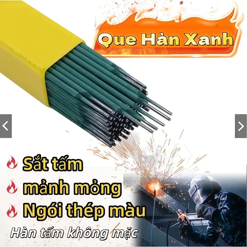 Green Electric Welding Rods for Thin Iron Sheets, Easy to Remove Slag, for Conventional Welding Machines Giá 96,000 Đồng*Miễn phí vận chuyển