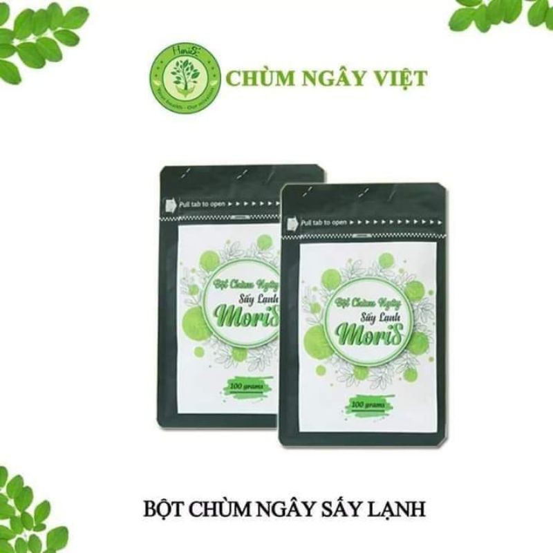 Bột lá chùm ngây sấy lạnh moris nguyên chất 100gr