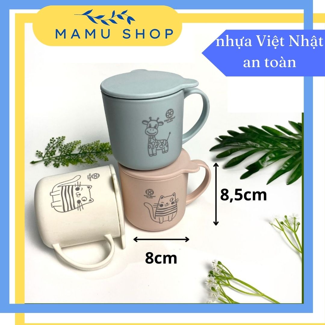 ly uống nước cốc uống nước có nắp cho bé cute dễ thương Việt Nhật Mamu shop M51