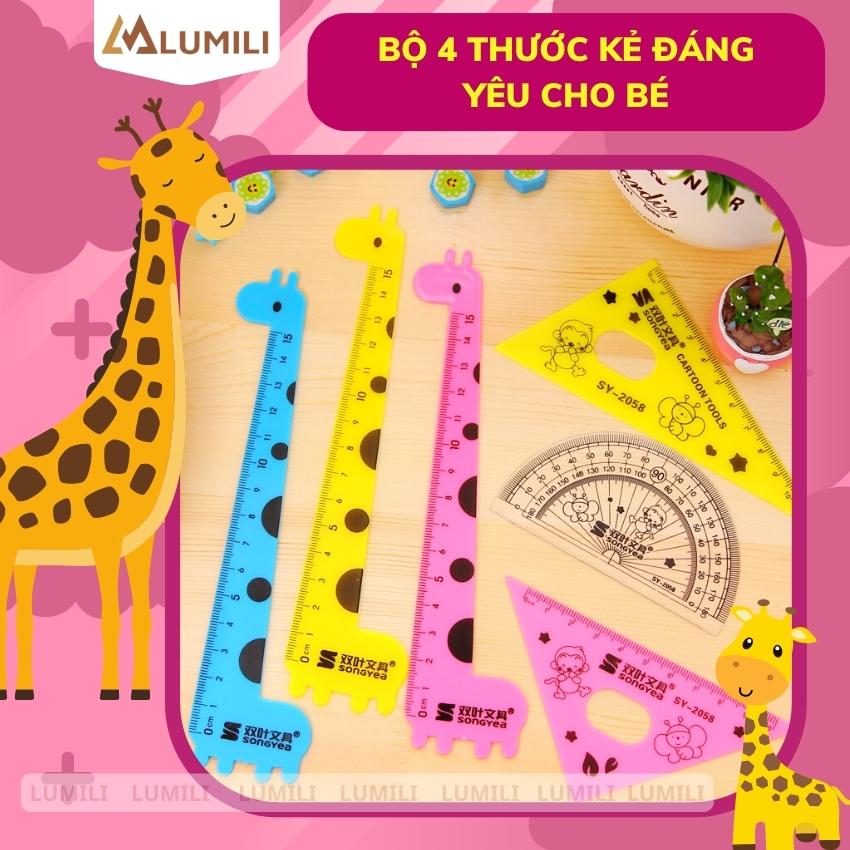 Bộ thước kẻ in hình cho bé, thước kẻ cho bé hình hươu dễ thương