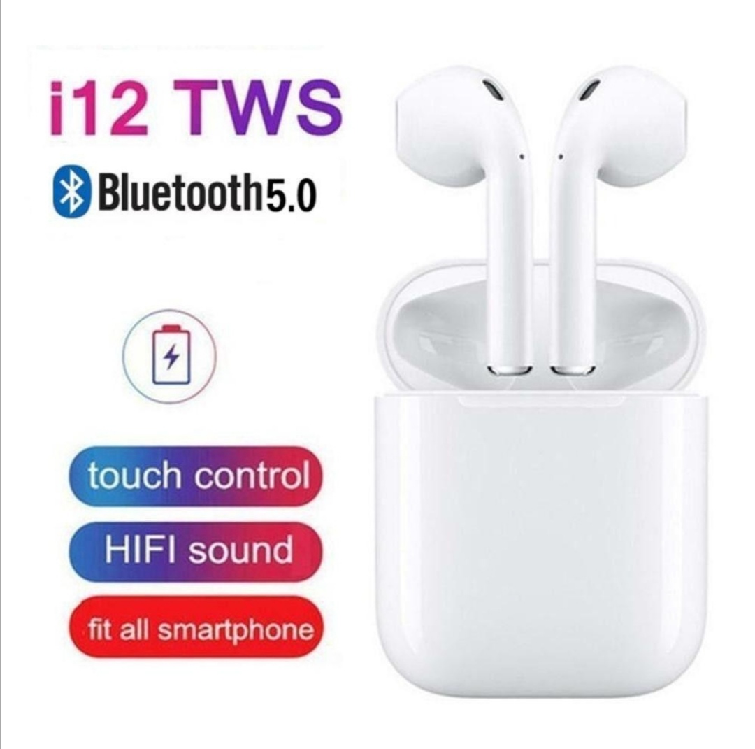 Tai nghe bluetooth 5.0 i12 tws. cảm biến vân tay. hỗ trợ mọi dòng máy
