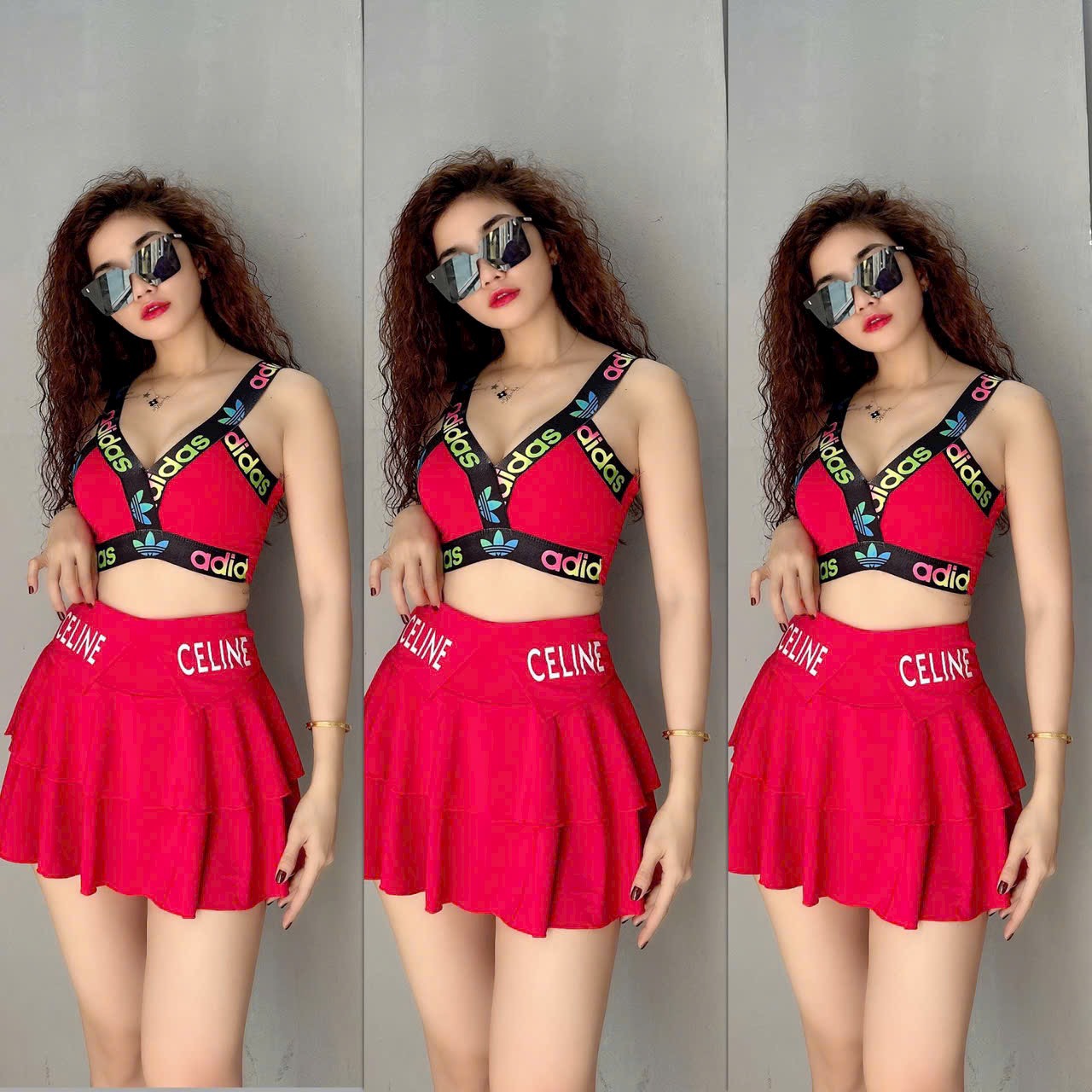 Bộ Đồ Tập Thể Thao Áo Bra Quần Váy Tầng Nhiều Màu Tập Gym Tập Yoga Aerobic Cao Cấp