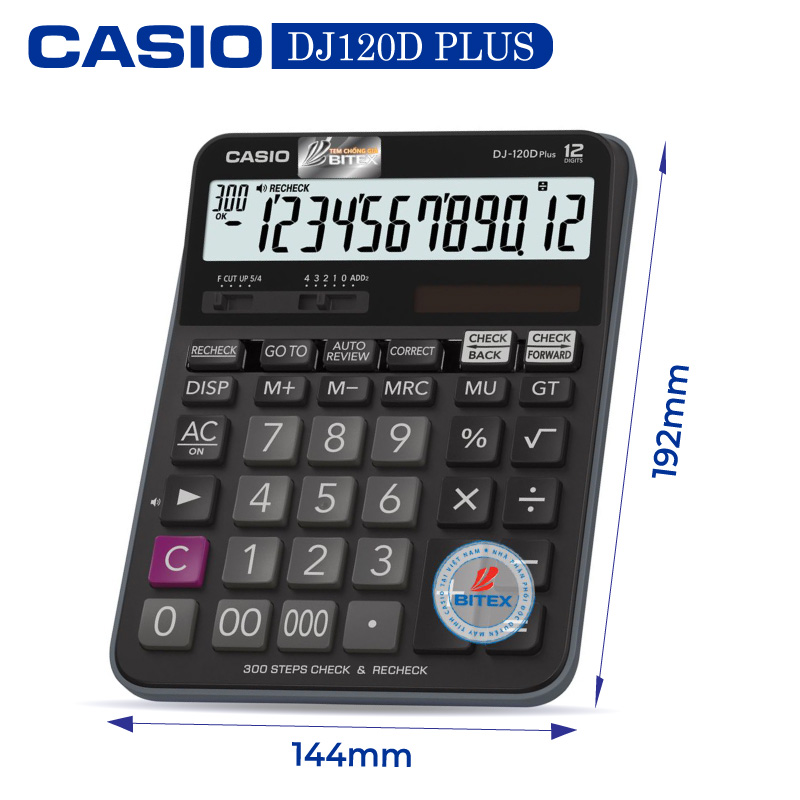 Máy tính casio dj-120d plus - chính hãng bitex, bảo hành 7 năm