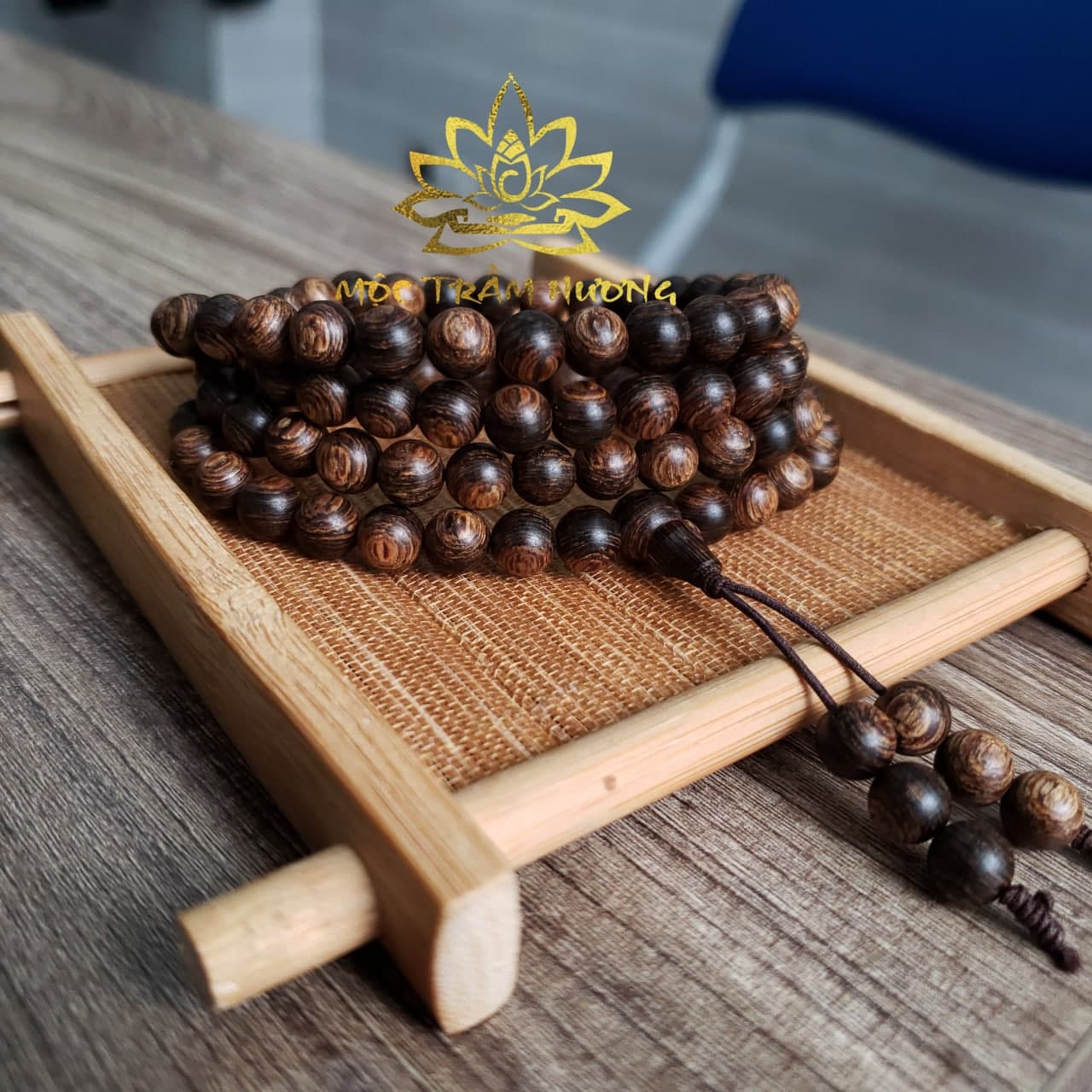 Vòng Tay TRẦM HƯƠNG TỰ NHIÊN 100%, Chuỗi Tràng Hạt 108 Size Nam/Nữ Trầm💥Sánh Chìm💥 Tự Nhiên, mang lại may mắn & tài lộc - Tặng Lá Bồ Đề