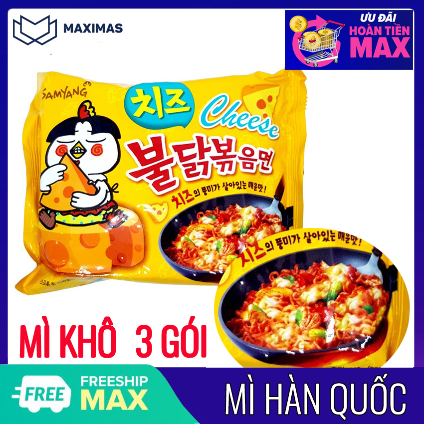 Mì Cay Samyang Hàn Quốc Vị Phô Mai Vàng Mỳ Phomai Maximas Gói 140g x 3 gói