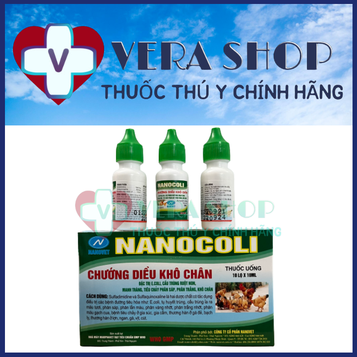 Nanocoli nano coli 10ml - thuốc trị chướng diều, khô chân, cầu trùng ruột non, tiêu chảy phân sáp phân trắng cho heo, gà vịt - sỉ lẻ thuốc thú y