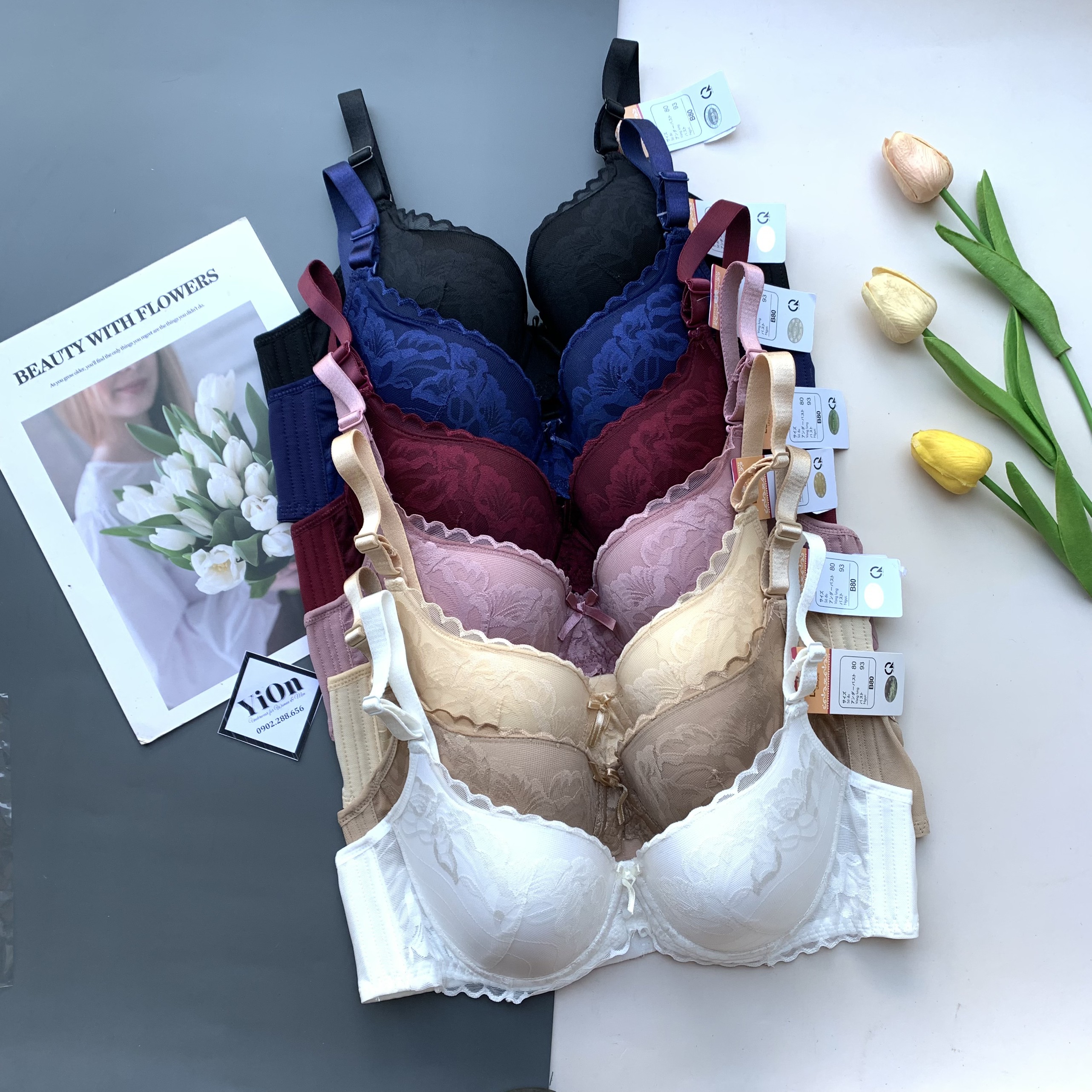 Áo ngực ren lovely mút mỏng có gọng họa tiết hoa văn cao cấp aha store l1250