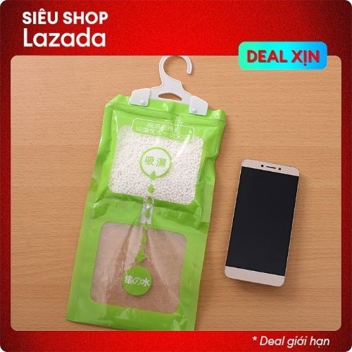Túi hút ẩm tủ quần áo, hút ẩm phòng ngủ, gói hút ẩm 2 ngăn H201 chống ẩm chống mốc có móc treo siêu hút ẩm