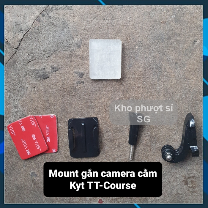 Bộ Mount gắn Gopro lên cằm mũ bảo hiểm fullface Kyt TT Course giữa cằm nón quay vlog - Pat gắn camera hành trình lên fullface Kyt