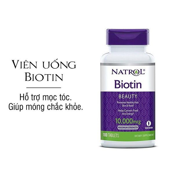 Viên uống biotin bổ sung vitamin cho tóc và móng biotin 10.000mcg natrol mỹ