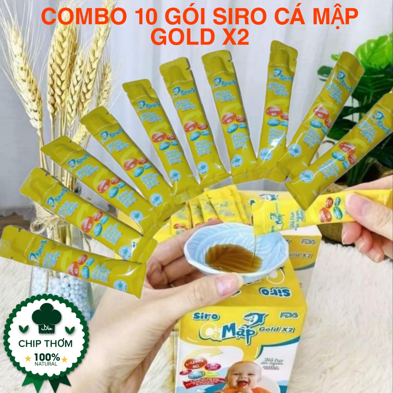 [HCM]Combo 10 Gói Siro Cá Mập Gold X2