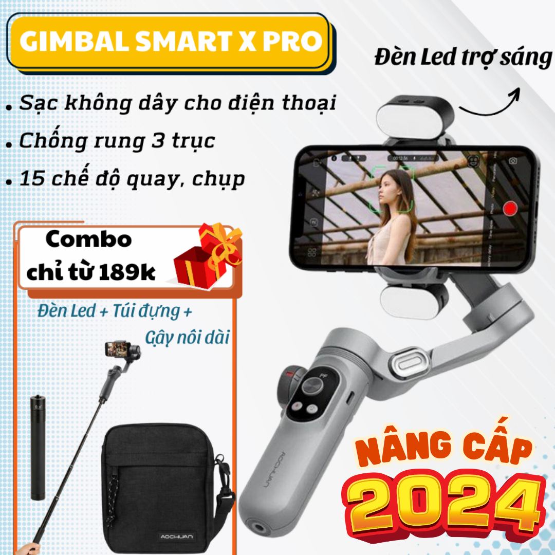 [Bảo Hành 2 Năm] Gymbal Điện Thoại, Tay Cầm Gimbal Chống Rung SMART X PRO, Gậy quay phim cho Smart P