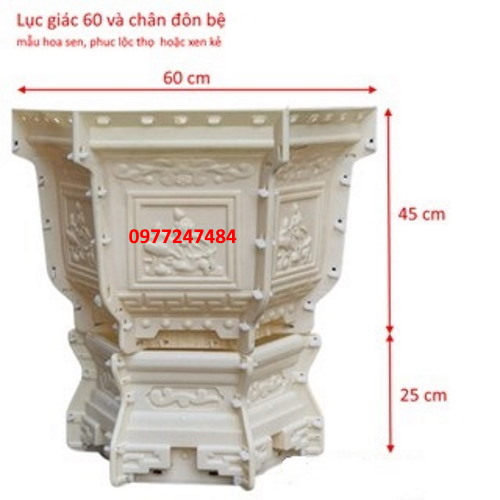 Khuôn chậu cảnh ABS lục giác 60 và chân đôn bệ