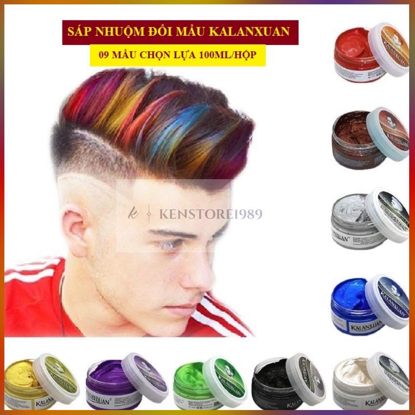Sáp Nhuộm Tóc Đổi Màu Tạm Thời KALANXUAN 9 Màu Chọn Lựa 100ml/Hộp