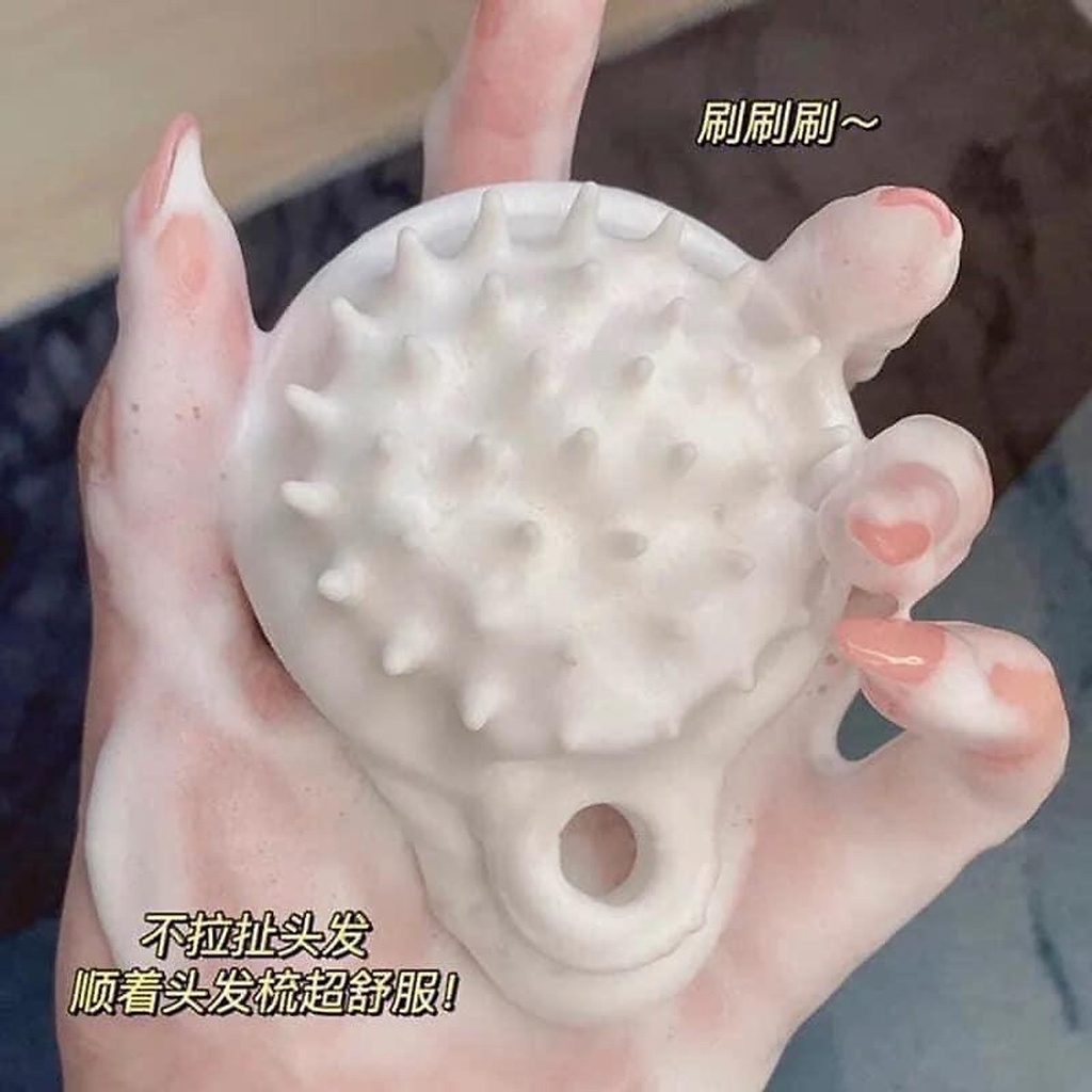 Bàn chải cọ gội đầu silicon siêu mềm massage thư giãn da đầu