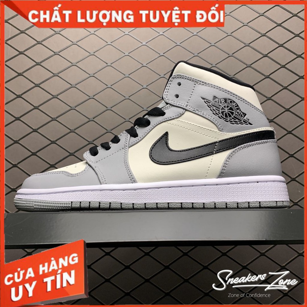 (FREESHIP+HỘP+QUÀ) Giày Thể Thao AIR JORDAN 1 Retro High Light Smoke Grey Cao Cổ Xám Logo đen Cực Phong Cách