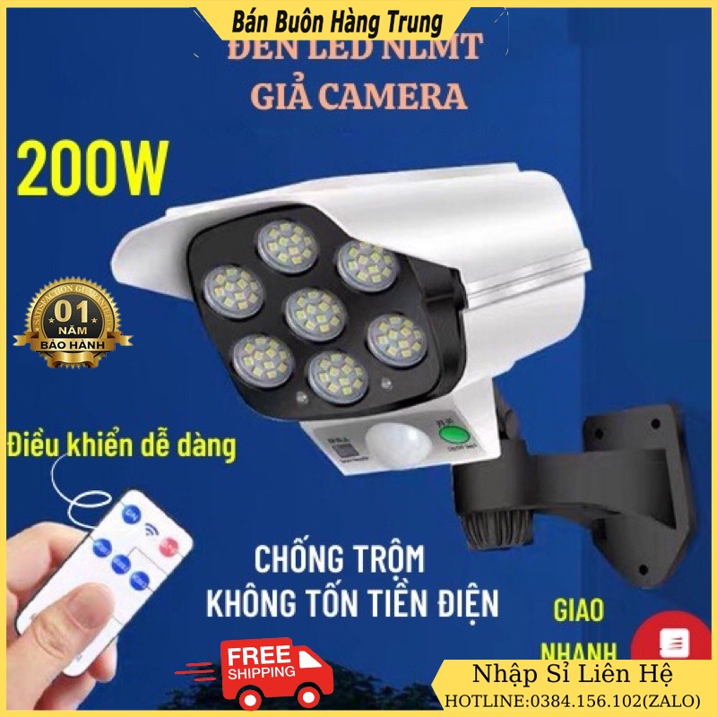 Đèn năng lượng mặt trời giả camera ngoài trời tự động bật tắt chống trộm, chống nước ip67 có điều khiển