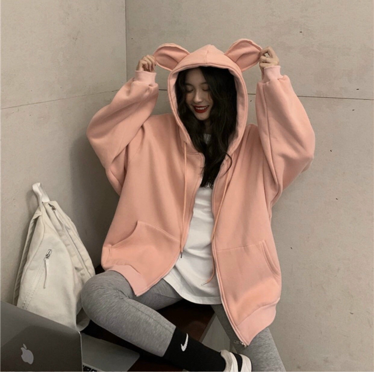Áo Khoác Hoodie Nữ Tai Thỏ RABBIT Siêu Dễ Thương - Chất Nỉ Ngoại Dày Ấm - Tạo Cảm Giác Thoáng Mát Và Mềm Mại,Linh Hoạt Trong Từng Cử Động tp482