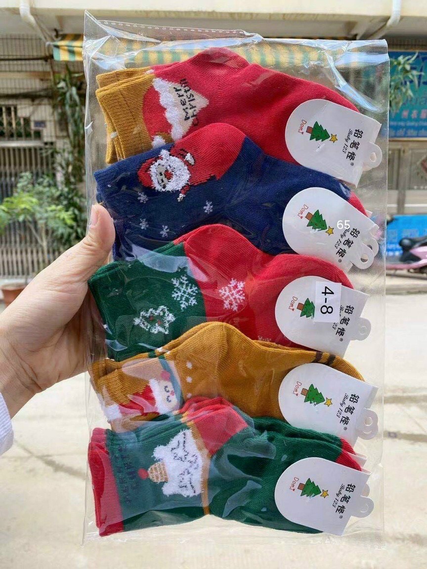 Vớ tất noel giáng sinh ấm áp cotton trẻ em người lớn cao cấp