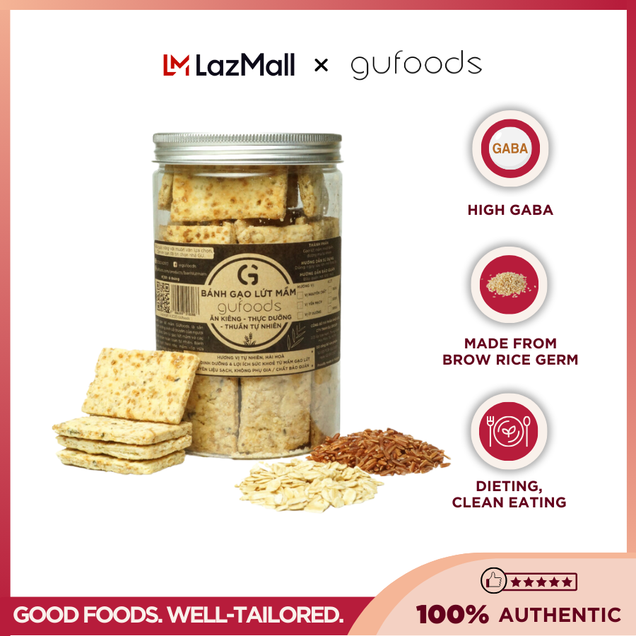 GUfoods germ-brown-rice crackers - Rich in natural GABA, Supports dieting, Macrobiotic, Vegan