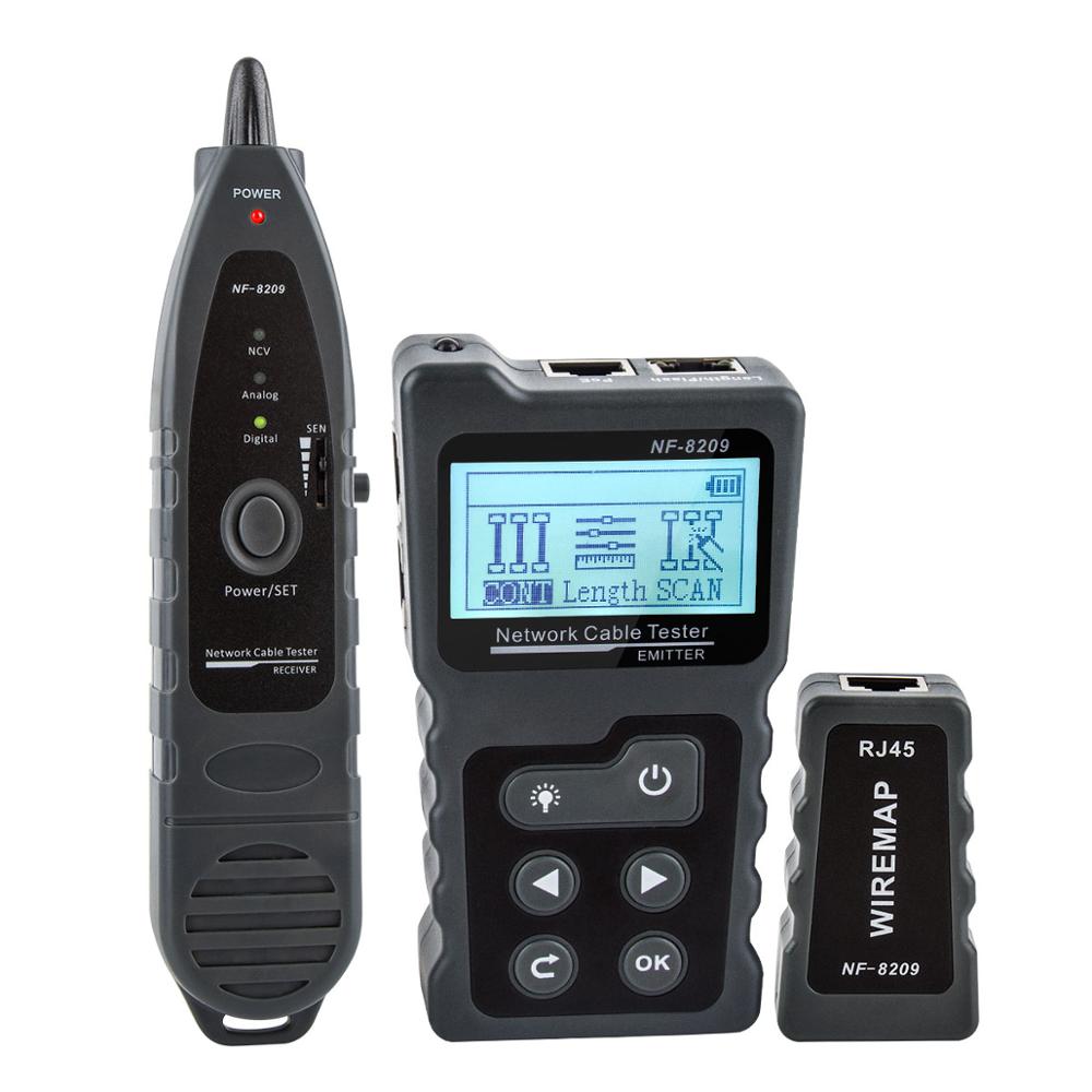 NOYAFA NF-8209NF-488 RJ45 Cáp Theo Dõi Lan Bút Thử PoE Ethernet Cat5 Cat6 Mạng Dụng Cụ Màn Hình Hiển Thị LCD Đo Chiều Dài