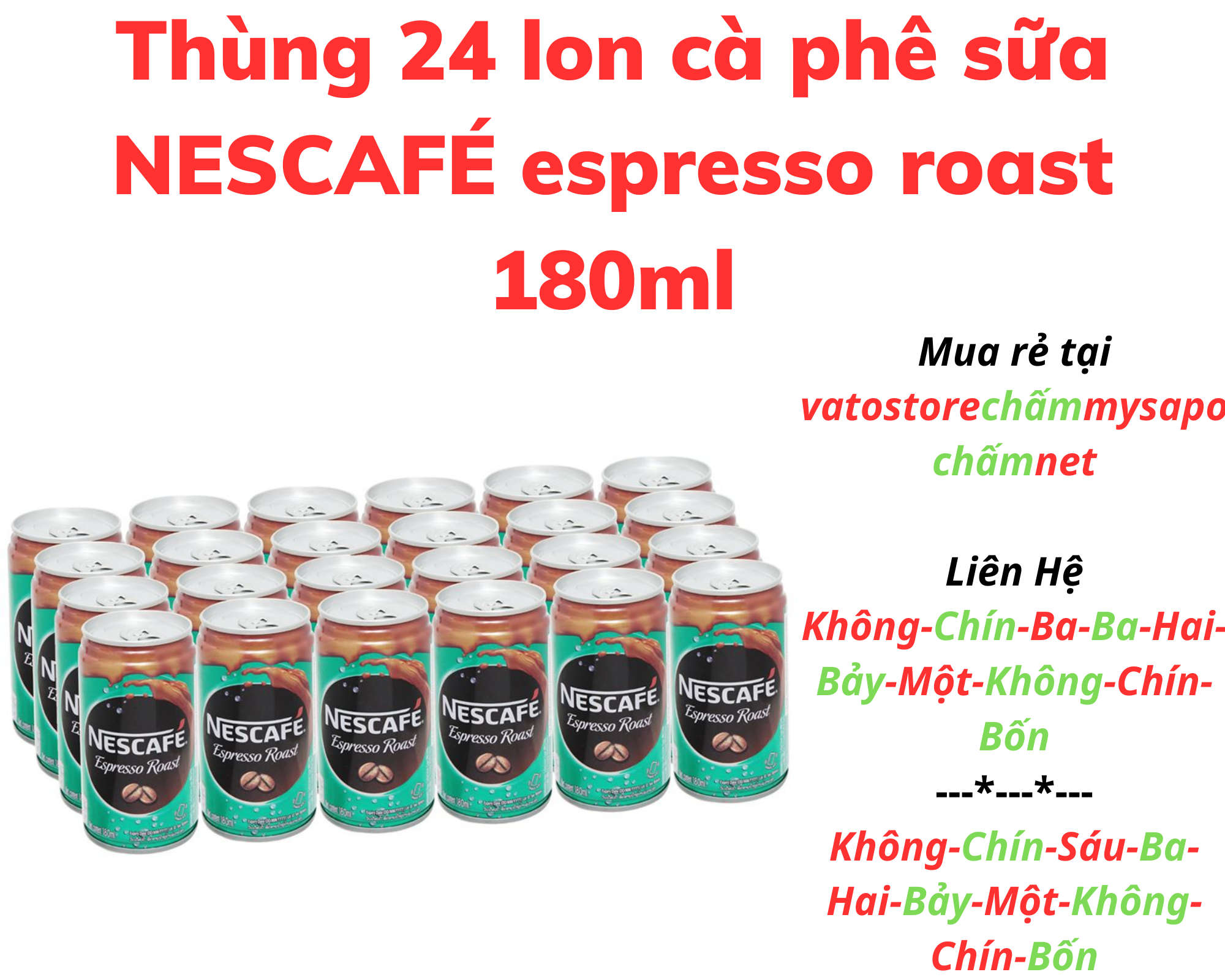 Cà phê sữa NESCAFE espresso roast lon 180ml